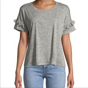 Free Generation Grey Ruffle Sleeve Top